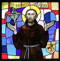 ST. FRANCIS DEPICTED IN STAINED-GLASS WINDOW AT NEW YORK CHURCH
