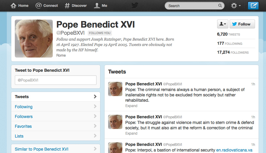 Le pape sur Twitter