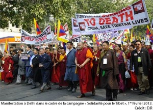 Manifestation à Delhi dans le cadre de la campagne «Solidarité pour le Tibet», 1er février 2013 (photo : /EDA/D.R.)