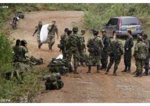 Dans l'ouest de la Colombie, où 11 soldats ont été tués par les Farc, cette semaine (photo: EPA).