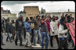 Une manifestation d'émigrés illégaux à Calais, AFP PHOTO/PHILIPPE HUGUEN