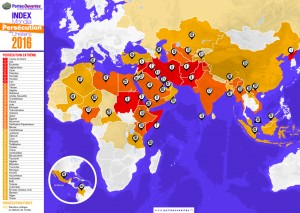 Carte de l'Index 2016 des chrétiens persécutés dans le monde © Portes Ouvertes 