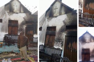 L'église de Lahore (Pakistan) en feu © Facebook