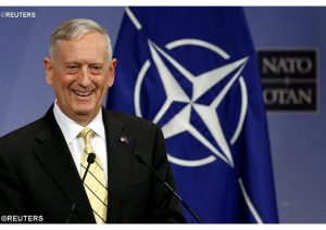  Le chef du Pentagone James Mattis au siège de l'OTAN le 16 février. - REUTERS 