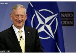 Le chef du Pentagone James Mattis au siège de l'OTAN le 16 février. - REUTERS